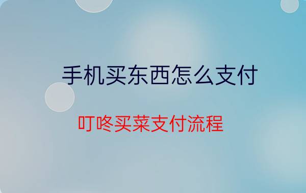 手机买东西怎么支付 叮咚买菜支付流程？